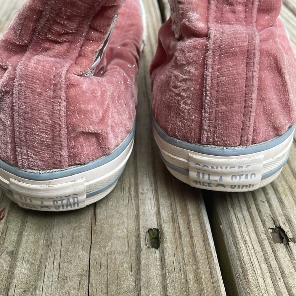Converse Chuck Taylor Pink Velvet Glitter High Top Sneakers Junior 6